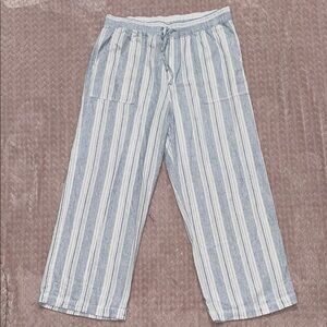 GAP Blue and White Striped Wide Leg Pants